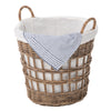 Kobo Round Rattan Storage and Laundry Basket with Liner and Handles - Removable and Washable Liner