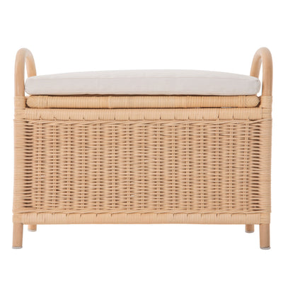 Rattan Trunk Bench with Removable Seat Cushion and Underseat Storage - Small, For Kids