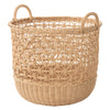 Wave Natural Rattan Basket with Handles - Elegant Braided Weave