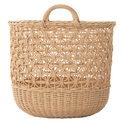 Wave Natural Rattan Basket with Handles - Elegant Braided Weave