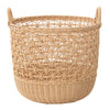 Wave Natural Rattan Basket with Handles - Elegant Braided Weave