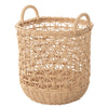Wave Natural Rattan Basket with Handles - Elegant Braided Weave