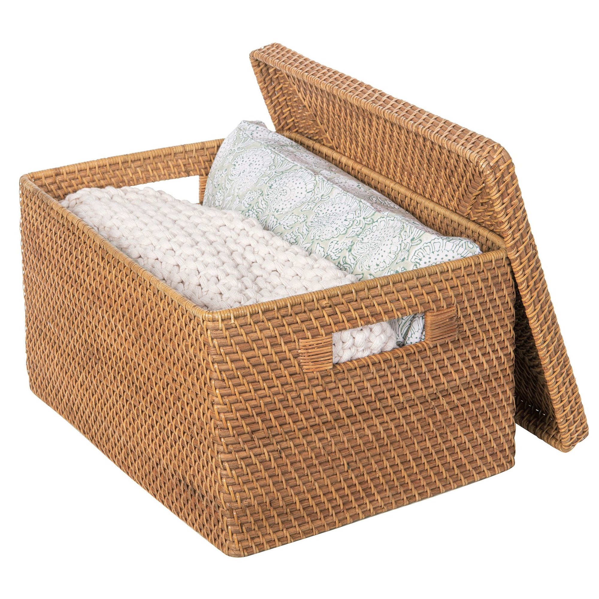 28 Inch Rattan Storage Box Loma Rectangular Rattan Storage Box and Decorative Storage Basket