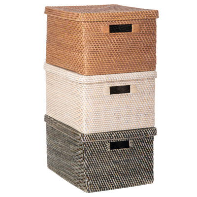 Loma Rectangular Rattan Storage Box and Decorative Storage Basket