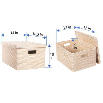 Loma Rectangular Rattan Storage Box and Decorative Storage Basket