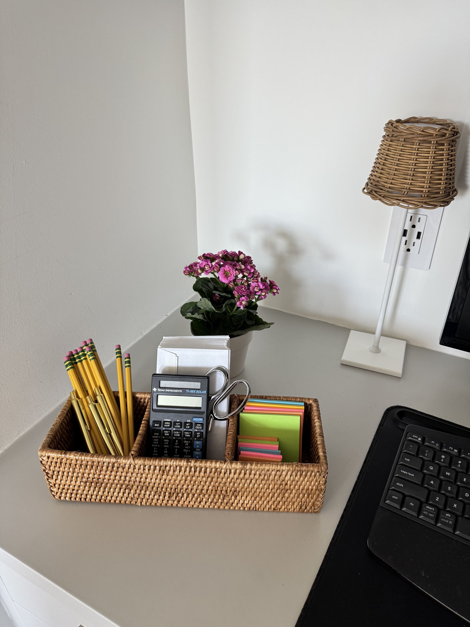 La Jolla Rattan 3 Compartment  Desk, Drawer, Shelf and  Cabinet Tray Organizer