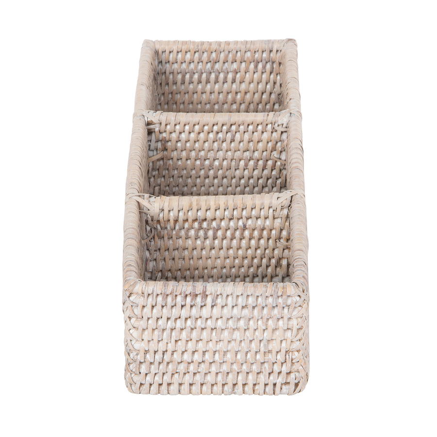 La Jolla Rattan 3 Compartment  Desk, Drawer, Shelf and  Cabinet Tray Organizer