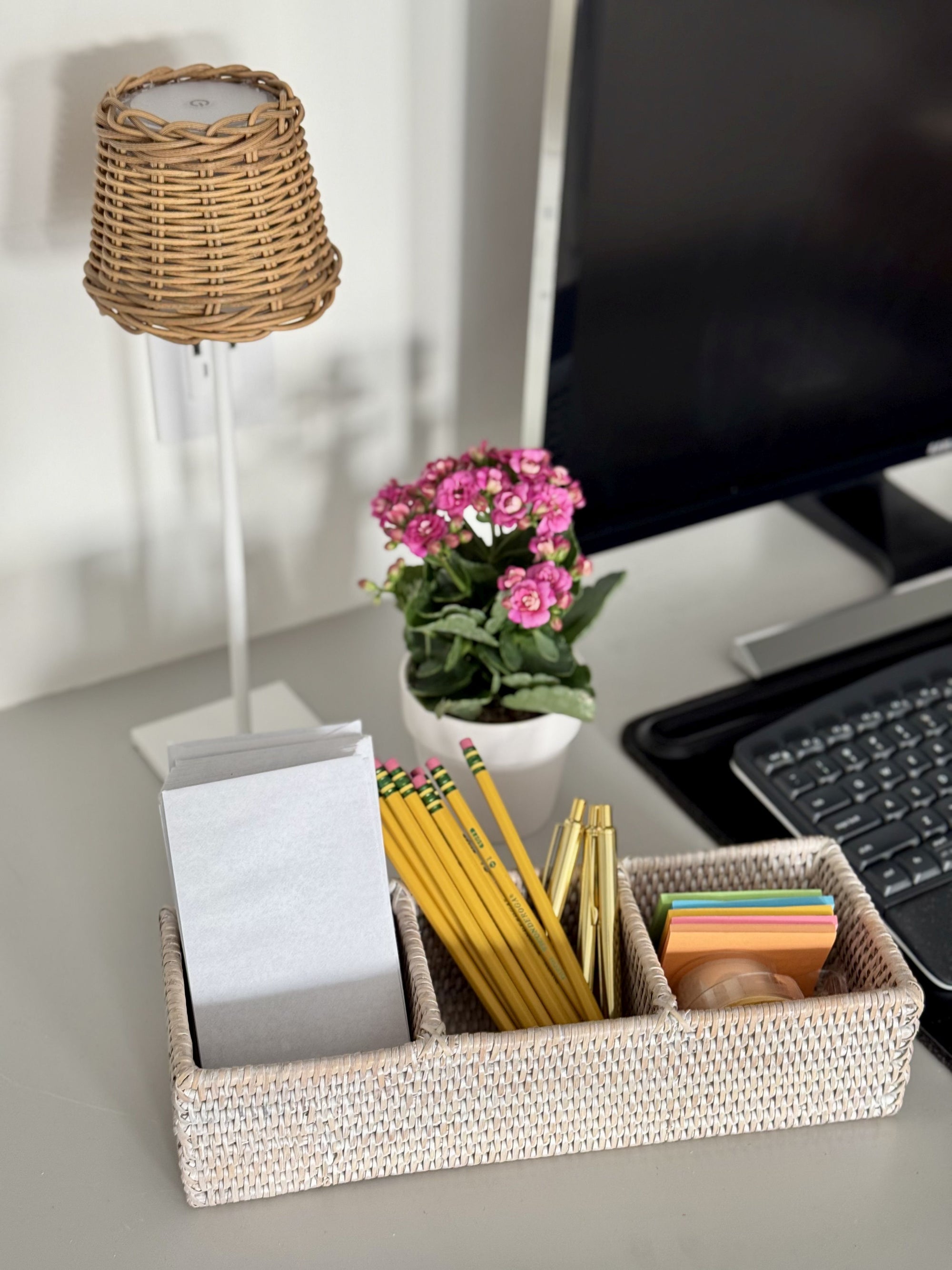 La Jolla Rattan 3 Compartment  Desk, Drawer, Shelf and  Cabinet Tray Organizer