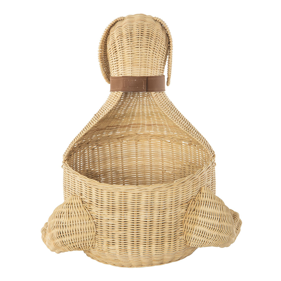 Wicker Dog Decorative Storage and Toy Basket, Natural