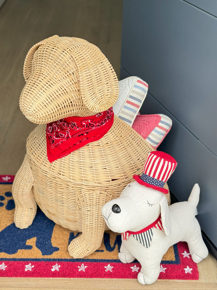Wicker Dog Decorative Storage and Toy Basket, Natural