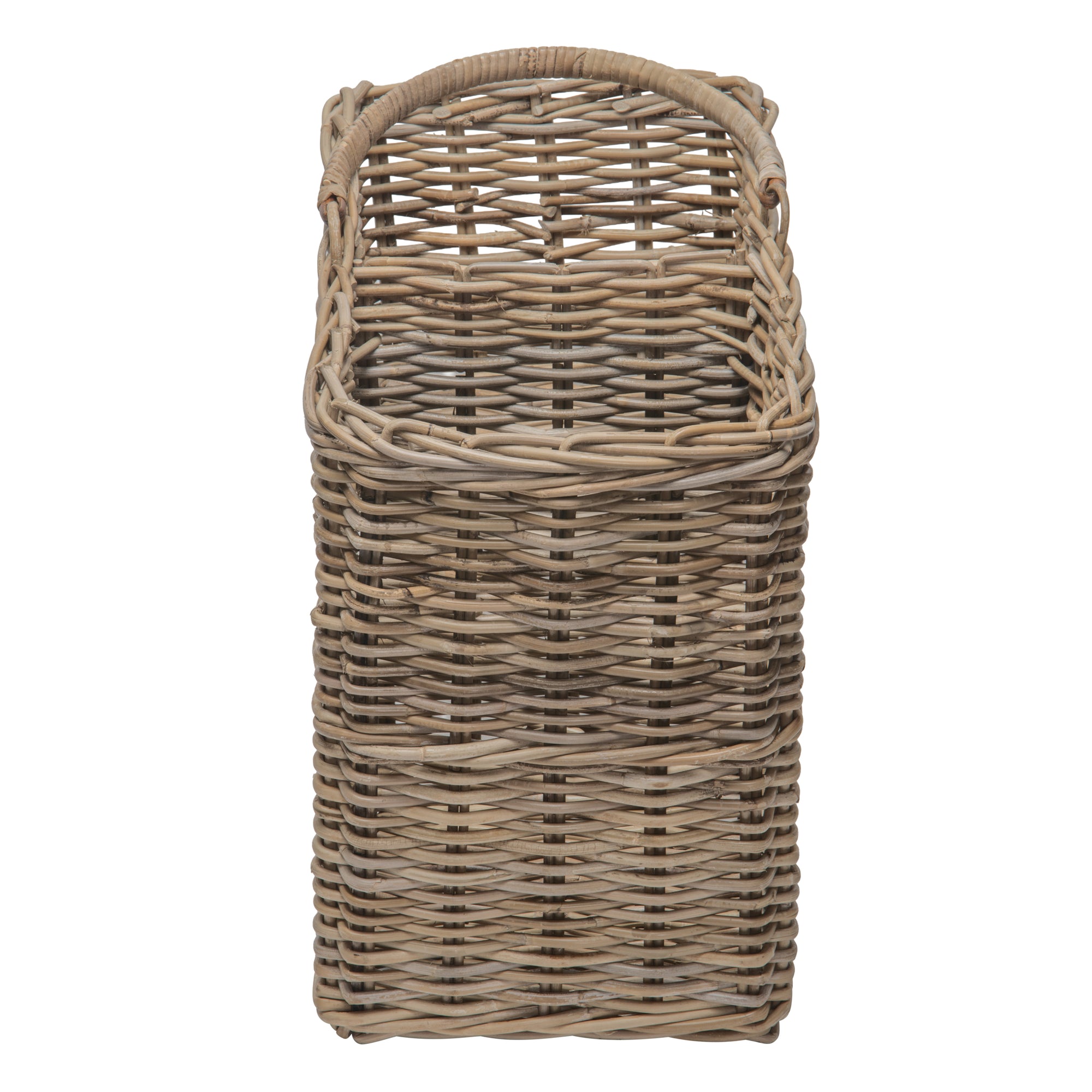 Kobo Rattan Step Basket with Folding Handle, Gray-Brown
