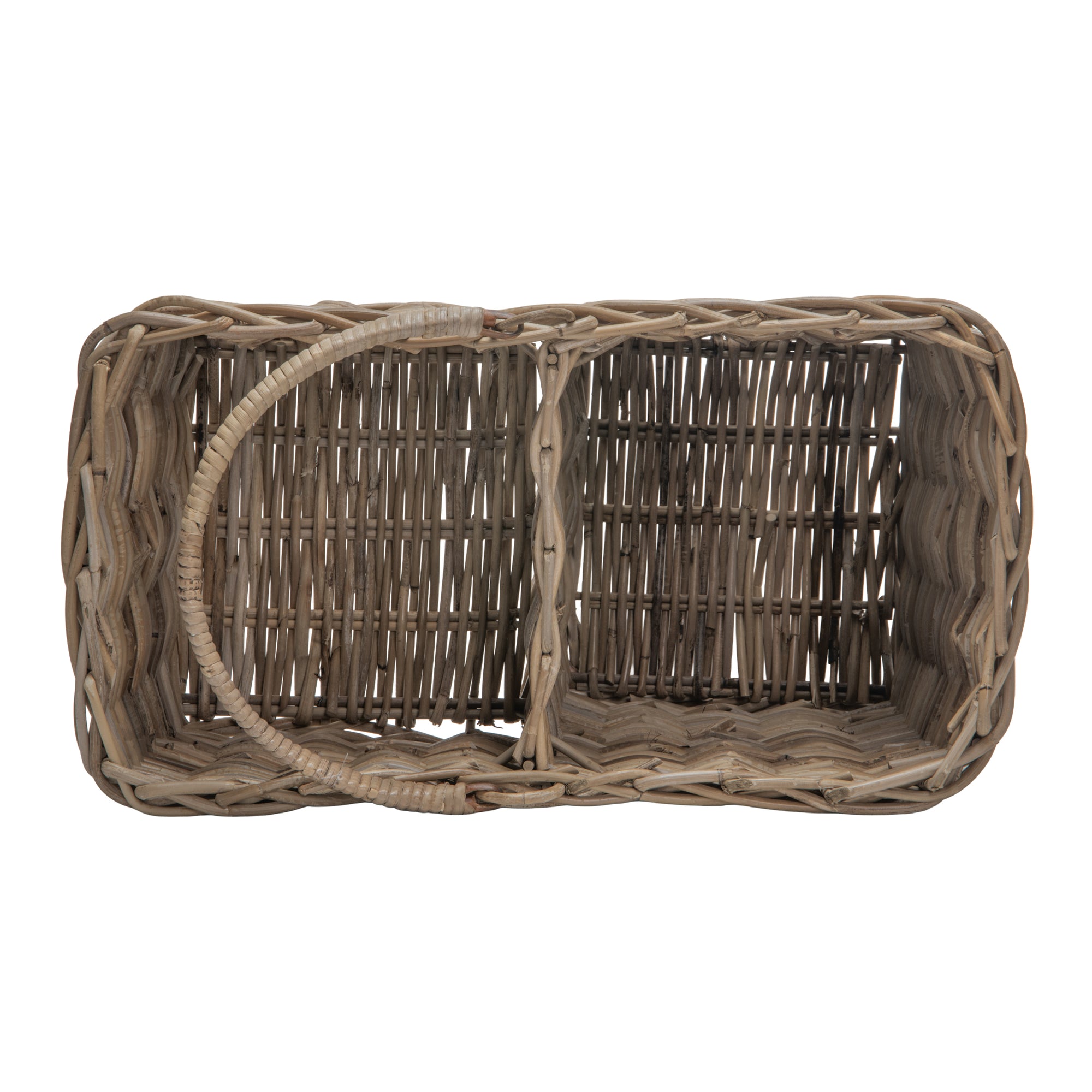Kobo Rattan Step Basket with Folding Handle, Gray-Brown