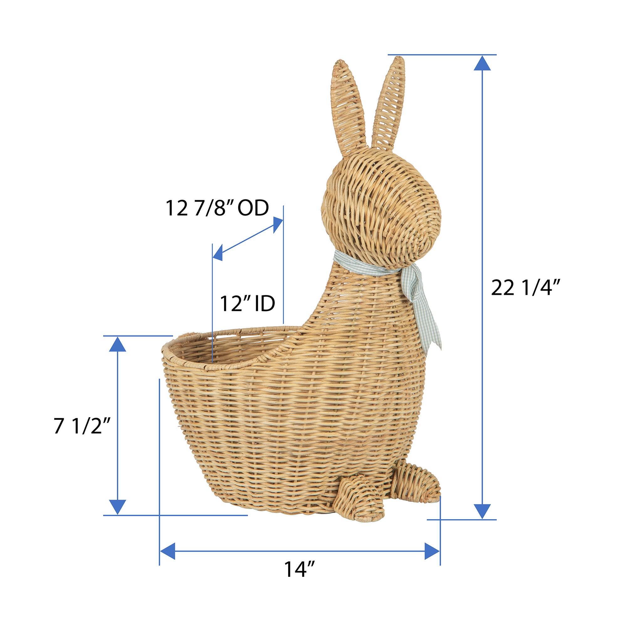 Wicker Bunny Decorative Storage and Toy Basket, Natural