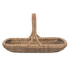 Vegetable and Flower Wicker Basket with Leather Wrapped Arch Handle, Natural Color