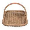 Vegetable and Flower Wicker Basket with Leather Wrapped Arch Handle, Natural Color