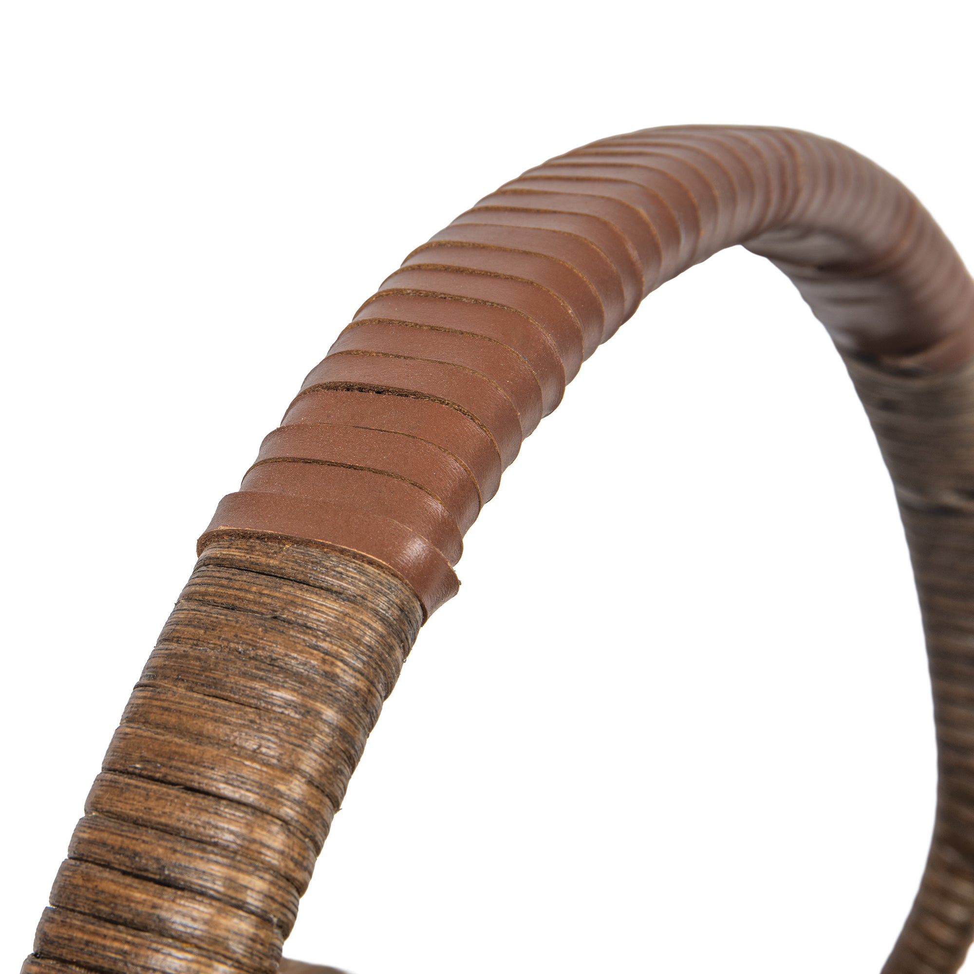 Vegetable and Flower Wicker Basket with Leather Wrapped Arch Handle, Natural Color