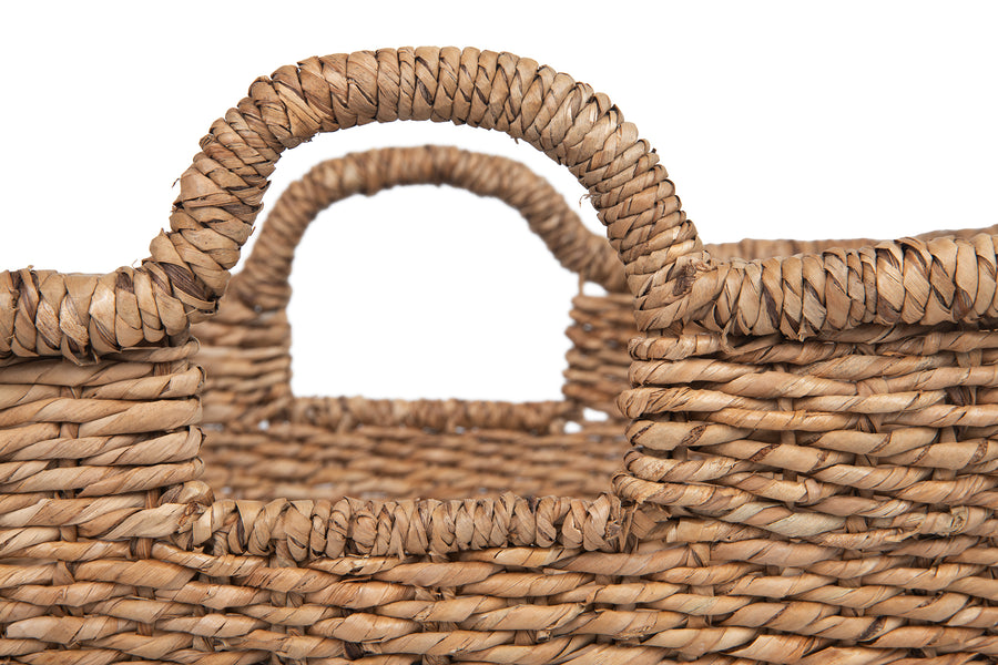 Oval Abaca Moses Striped Storage Basket with Handles