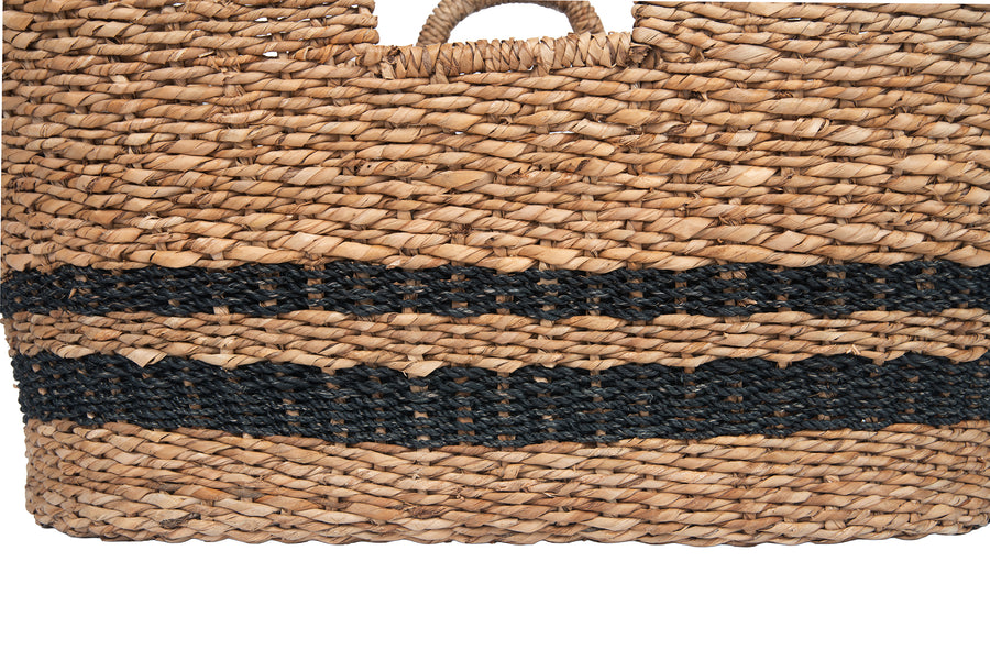 Oval Abaca Moses Striped Storage Basket with Handles