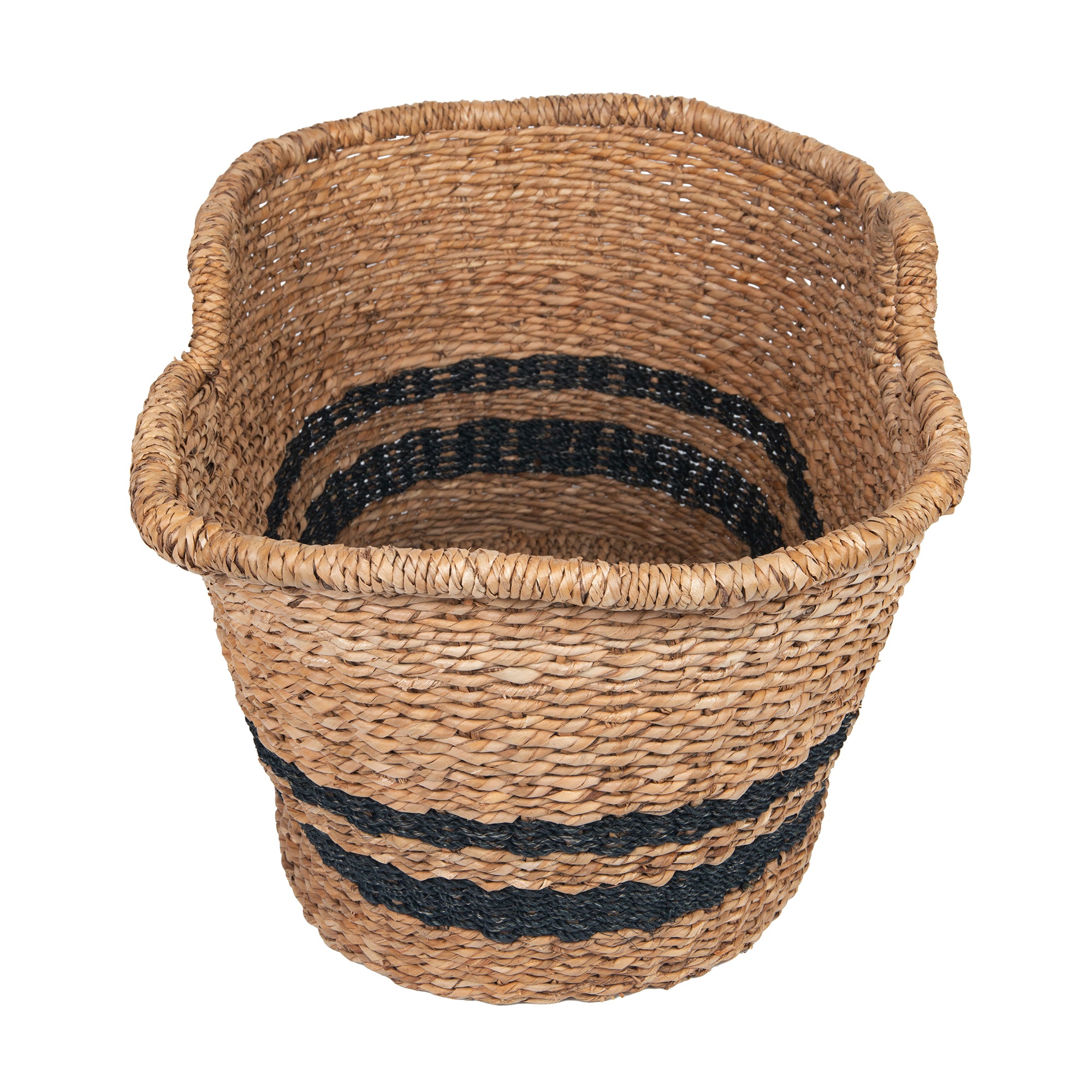 Oval Abaca Moses Striped Storage Basket with Handles