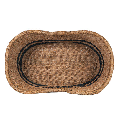 Oval Abaca Moses Striped Storage Basket with Handles