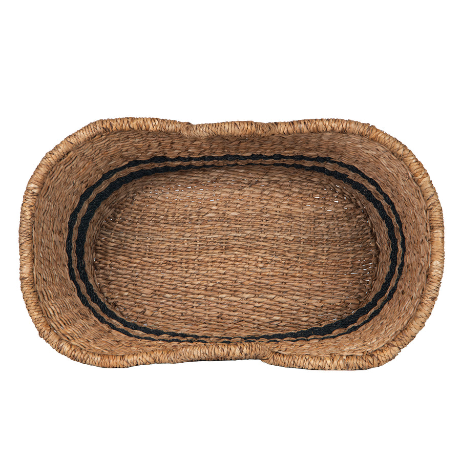 Oval Abaca Moses Striped Storage Basket with Handles