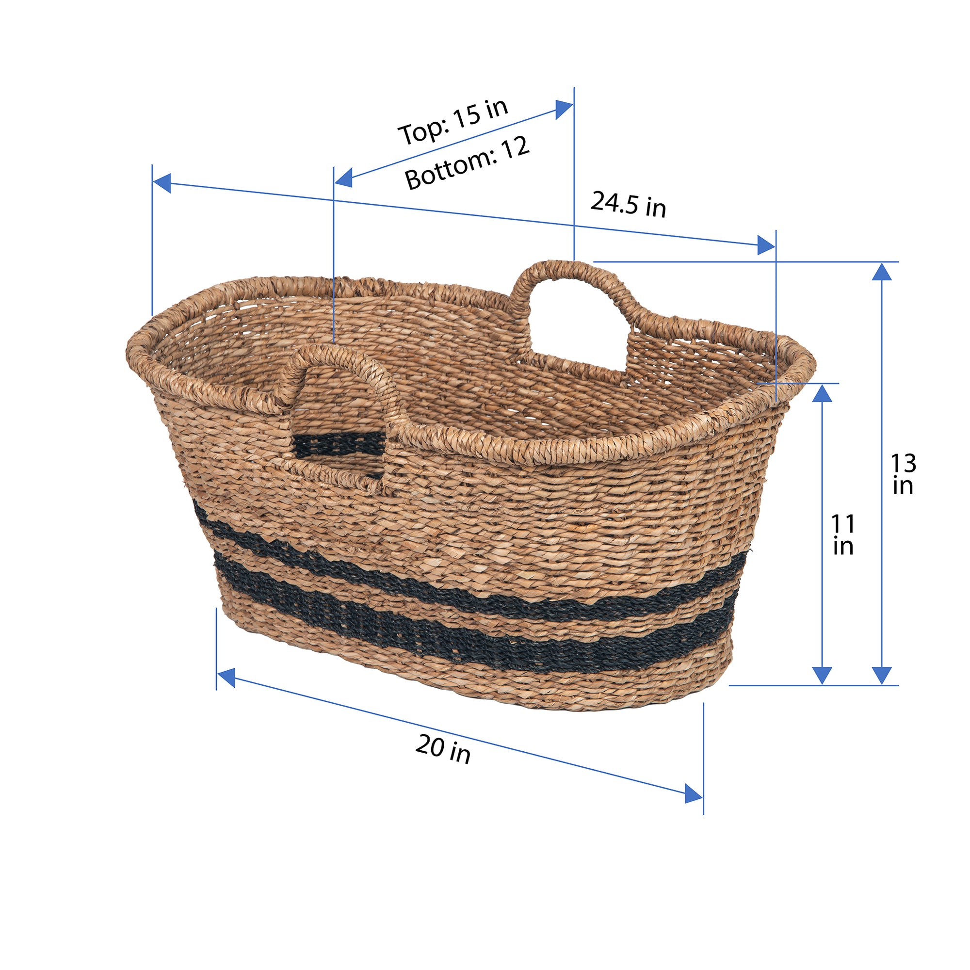 Oval Abaca Moses Striped Storage Basket with Handles