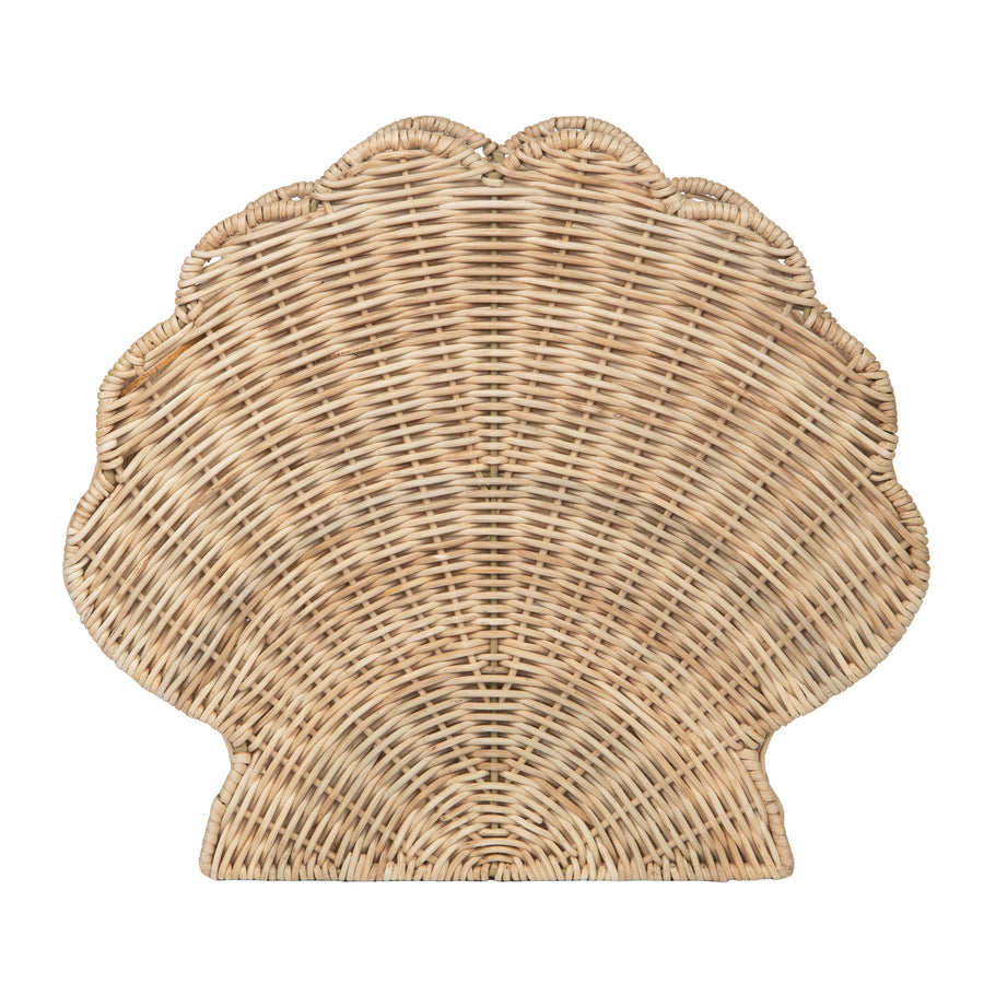 Wicker Shell Magazine and Decorative Storage Basket, Natural