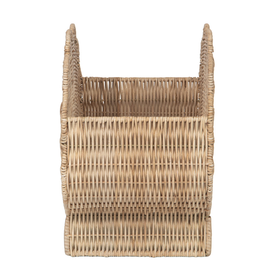 Wicker Shell Magazine and Decorative Storage Basket, Natural