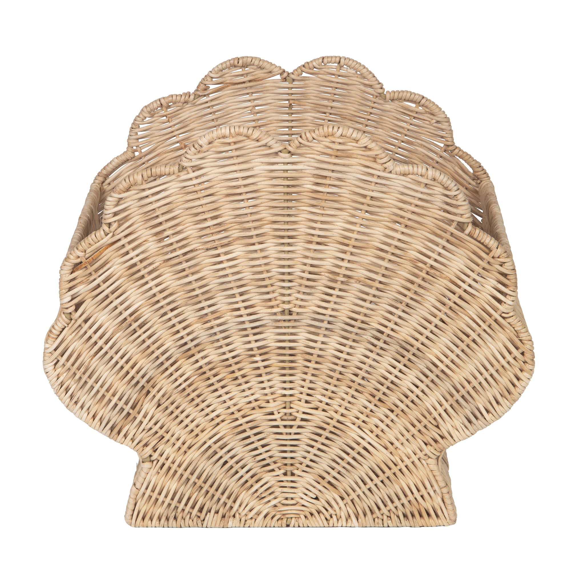 Wicker Shell Magazine and Decorative Storage Basket, Natural