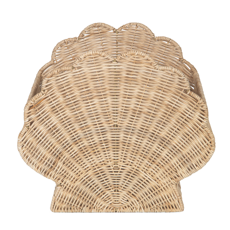 Wicker Shell Magazine and Decorative Storage Basket, Natural