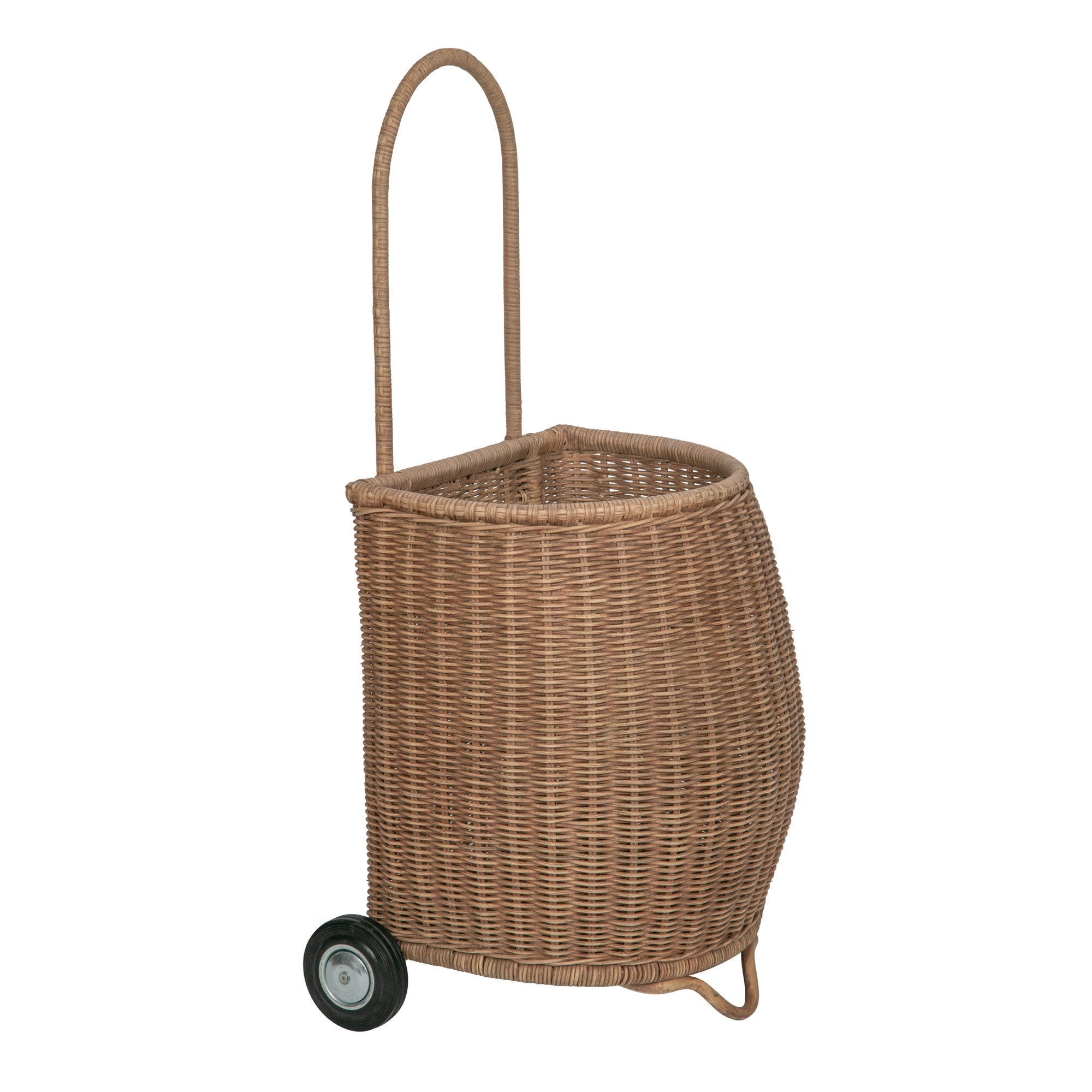Wicker French Market Basket with Wheels, Dark-Brown