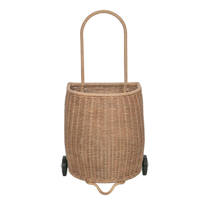 Wicker French Market Basket with Wheels, Dark-Brown