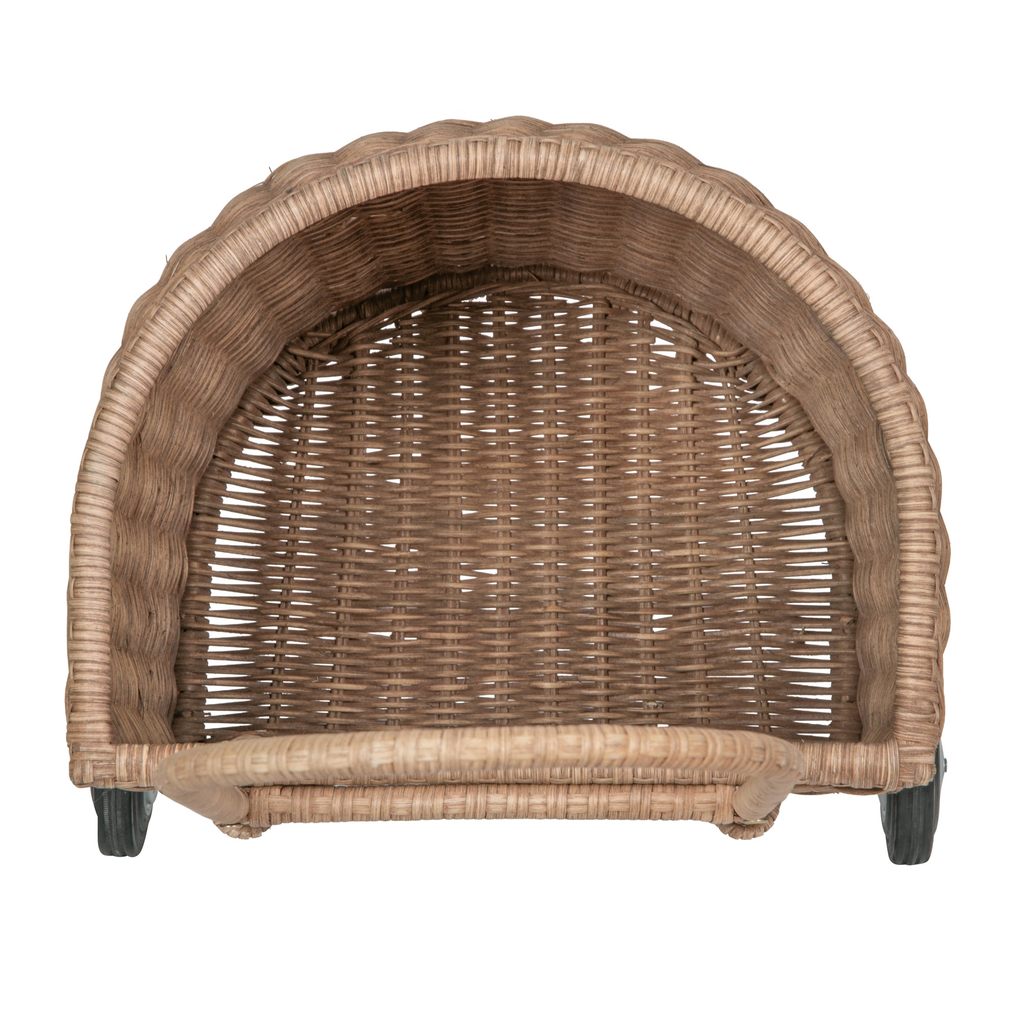 Wicker French Market Basket with Wheels, Dark-Brown