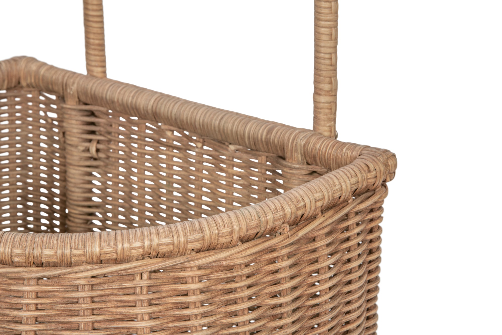 Wicker French Market Basket with Wheels, Dark-Brown