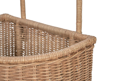 Wicker French Market Basket with Wheels, Dark-Brown