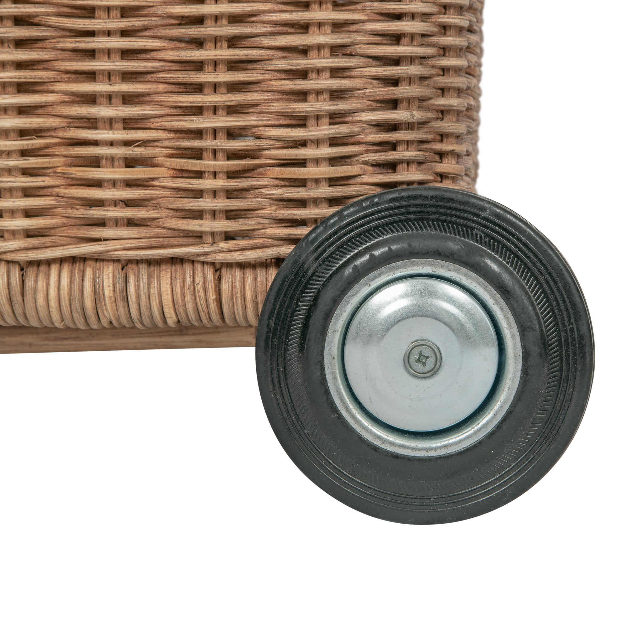Wicker French Market Basket with Wheels, Dark-Brown