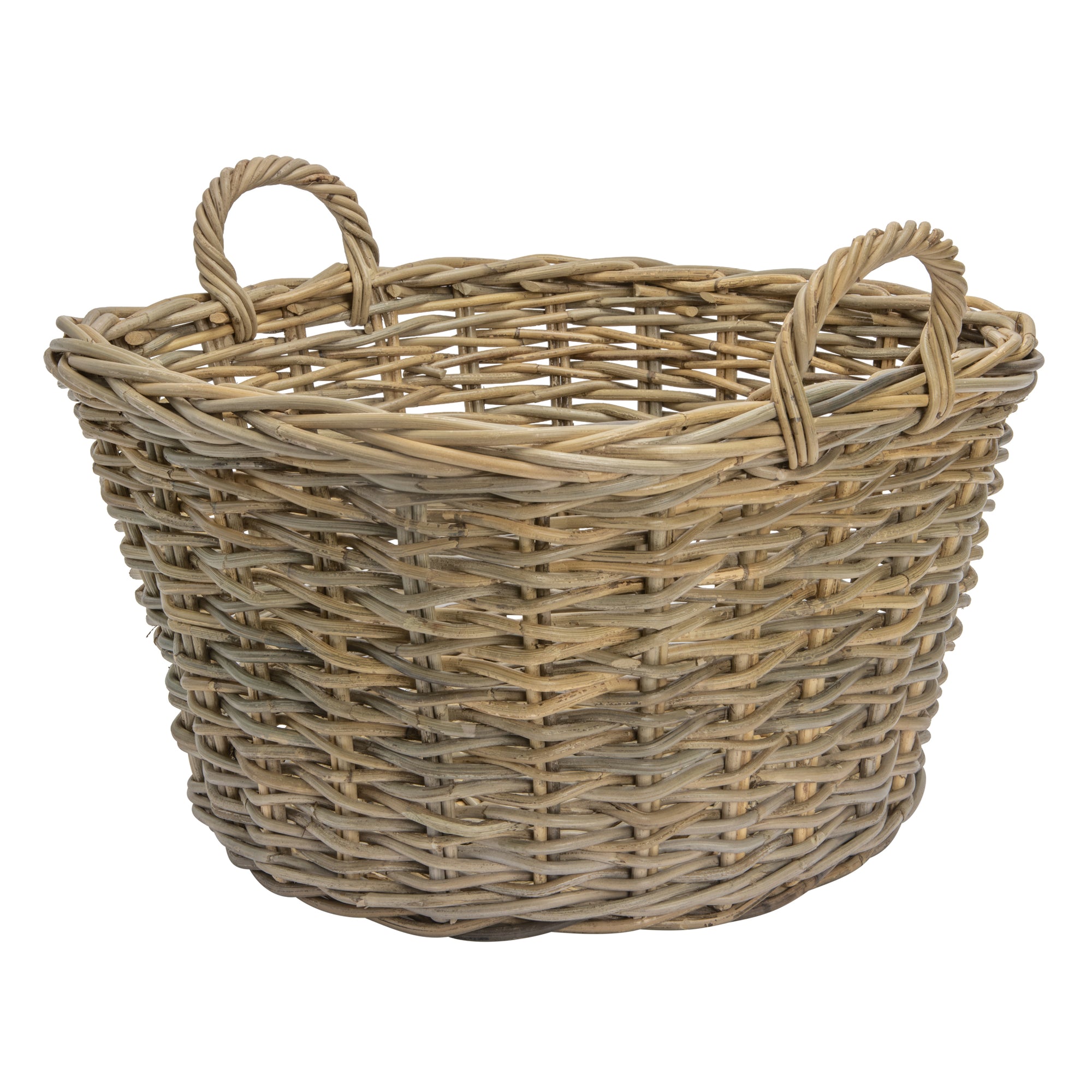 Rattan Kobo Round Basket with Square Top