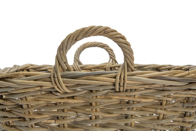 Rattan Kobo Round Basket with Square Top