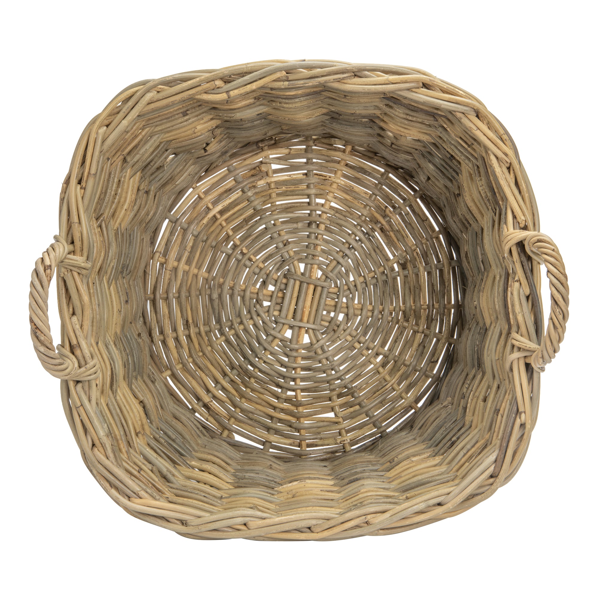 Rattan Kobo Round Basket with Square Top