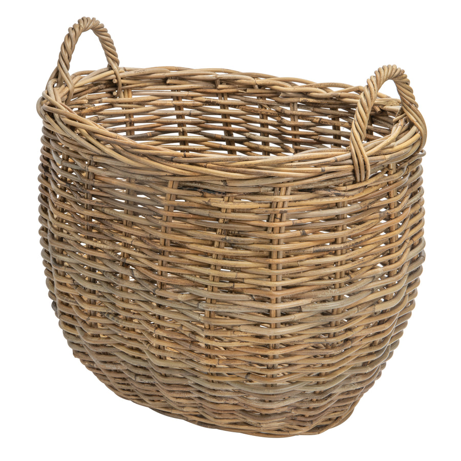 Rattan Kobo Oval Basket with Ear Handles, Large Size