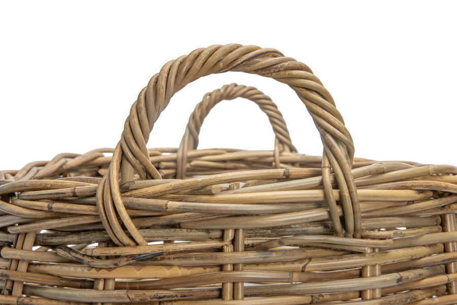 Rattan Kobo Oval Basket with Ear Handles, Large Size