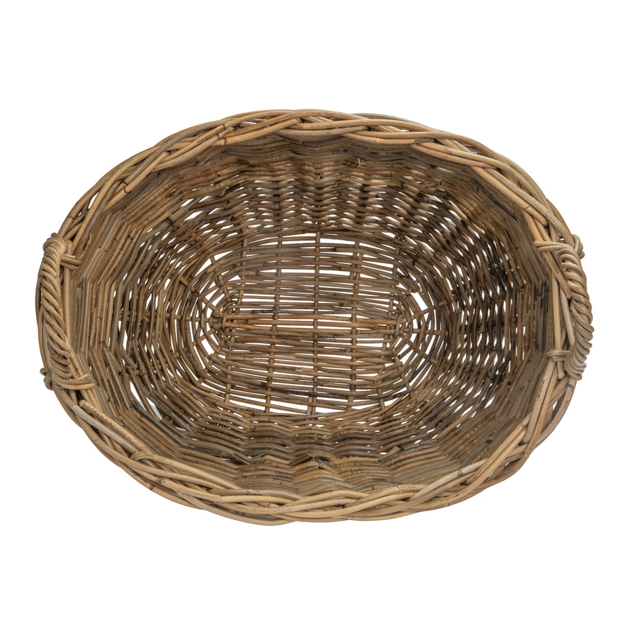 Rattan Kobo Oval Basket with Ear Handles, Large Size