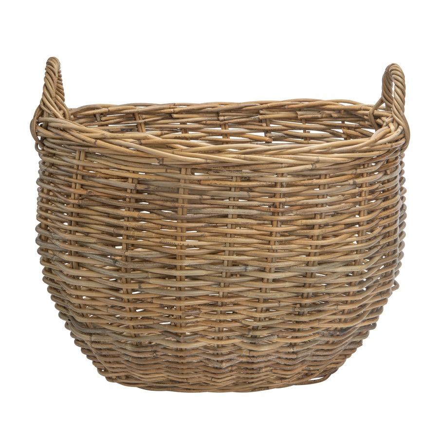 Rattan Kobo Oval Basket with Ear Handles, Large Size