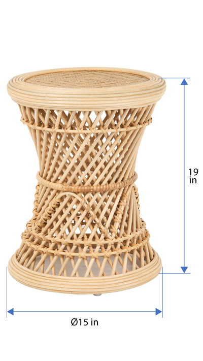 Coron Rattan Stool, Sidetable and Planter Stand