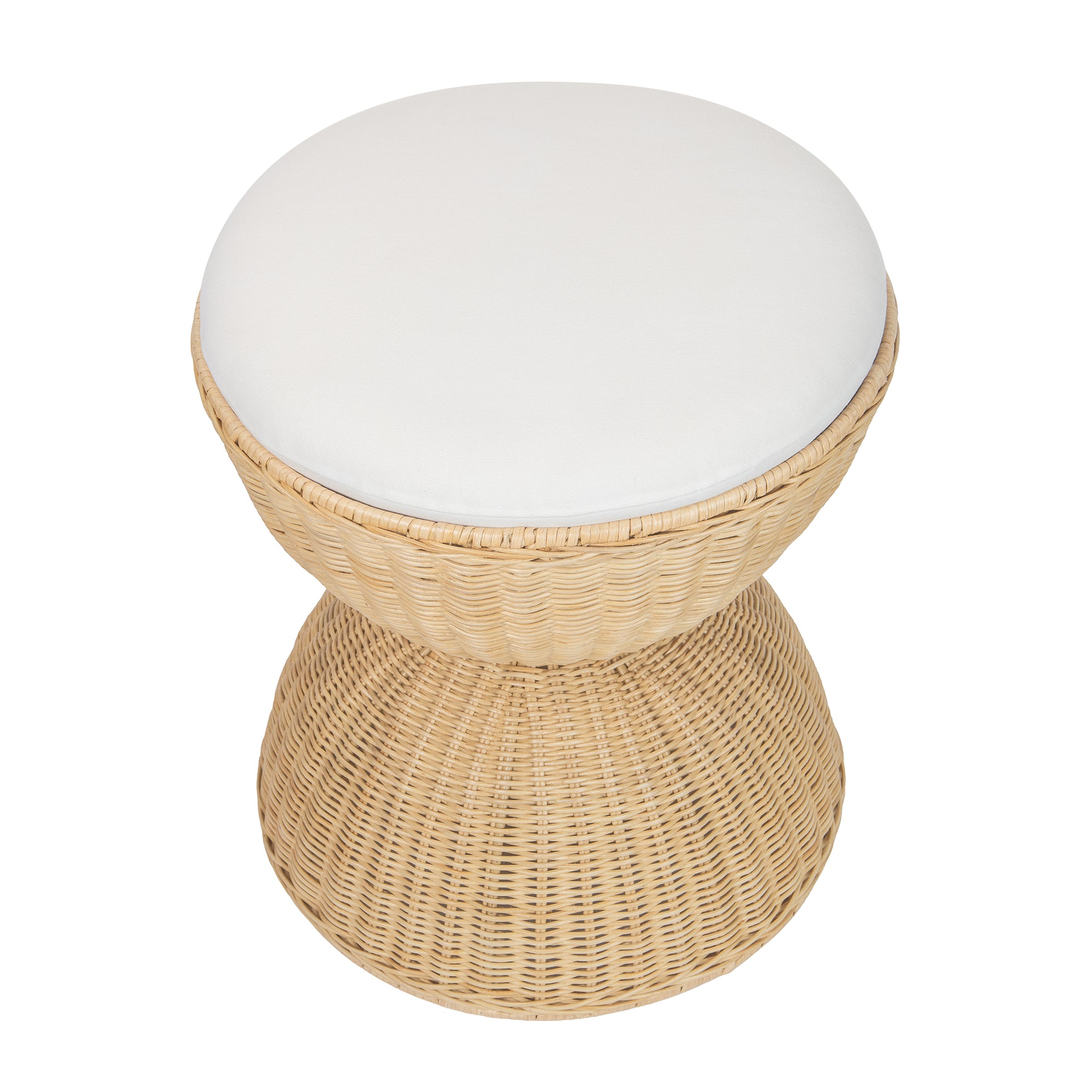 Aeris Wicker Hour Glass Upholstered Stool, Natural