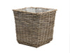 Rattan Kobo Square Planter with Plastic Liner, Gray