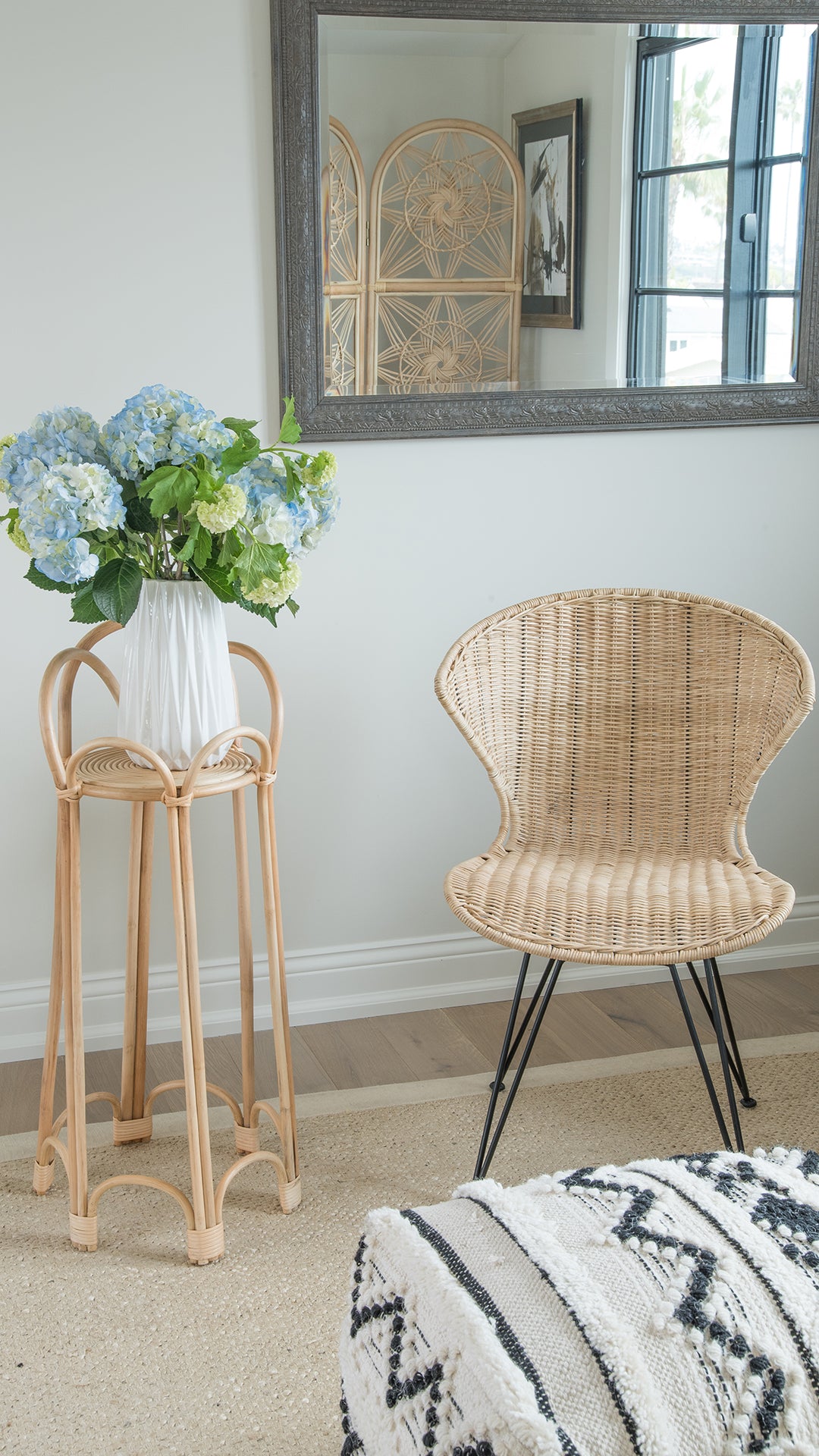 decorative indoor plant stands Rattan Loop Indoor Plant Stand, 26 inches, Natural
