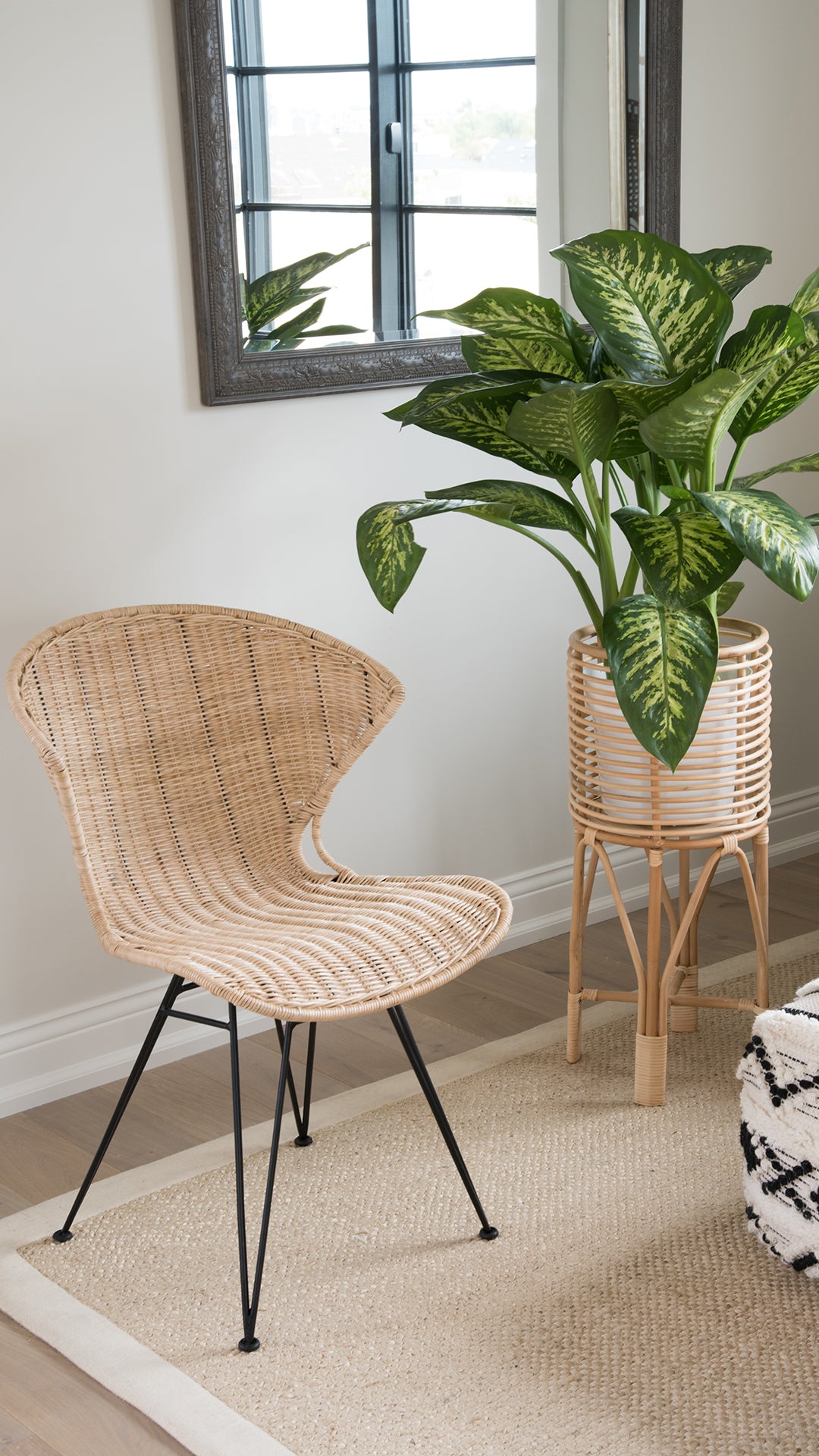 indoor plant holders with legs Rattan Indoor Plant Stand, Medium, Natural