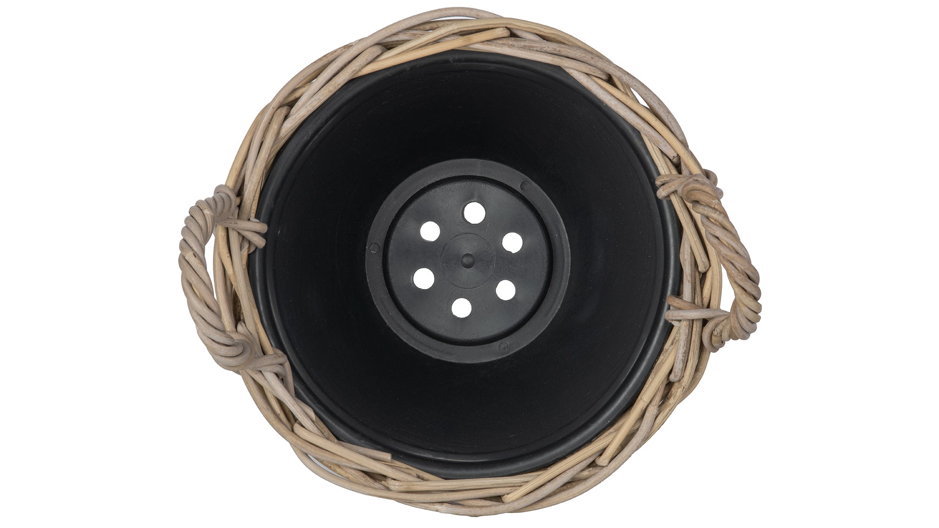 Rattan Kobo Indoor & Outdoor Planter Basket with Ear Handles & Plastic Pot