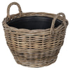 Rattan Kobo Indoor & Outdoor Planter Basket with Ear Handles & Plastic Pot